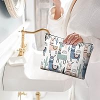 Vista 2 de Pequeña bolsa de maquillaje para bolso Linda bolsa de lona impermeable de cosméticos para mujeres, con cremallera, bolsa de viaje para artículos