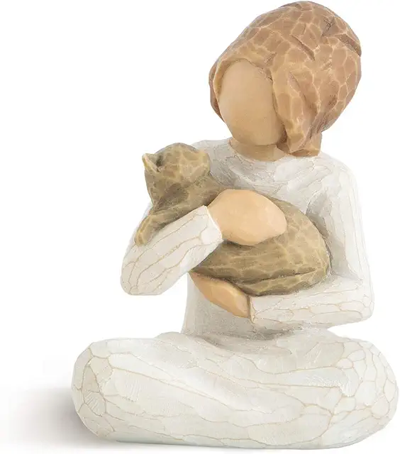 Estatuilla Willow Tree: Niña con Gato - Decoración Resina Hecha a Mano