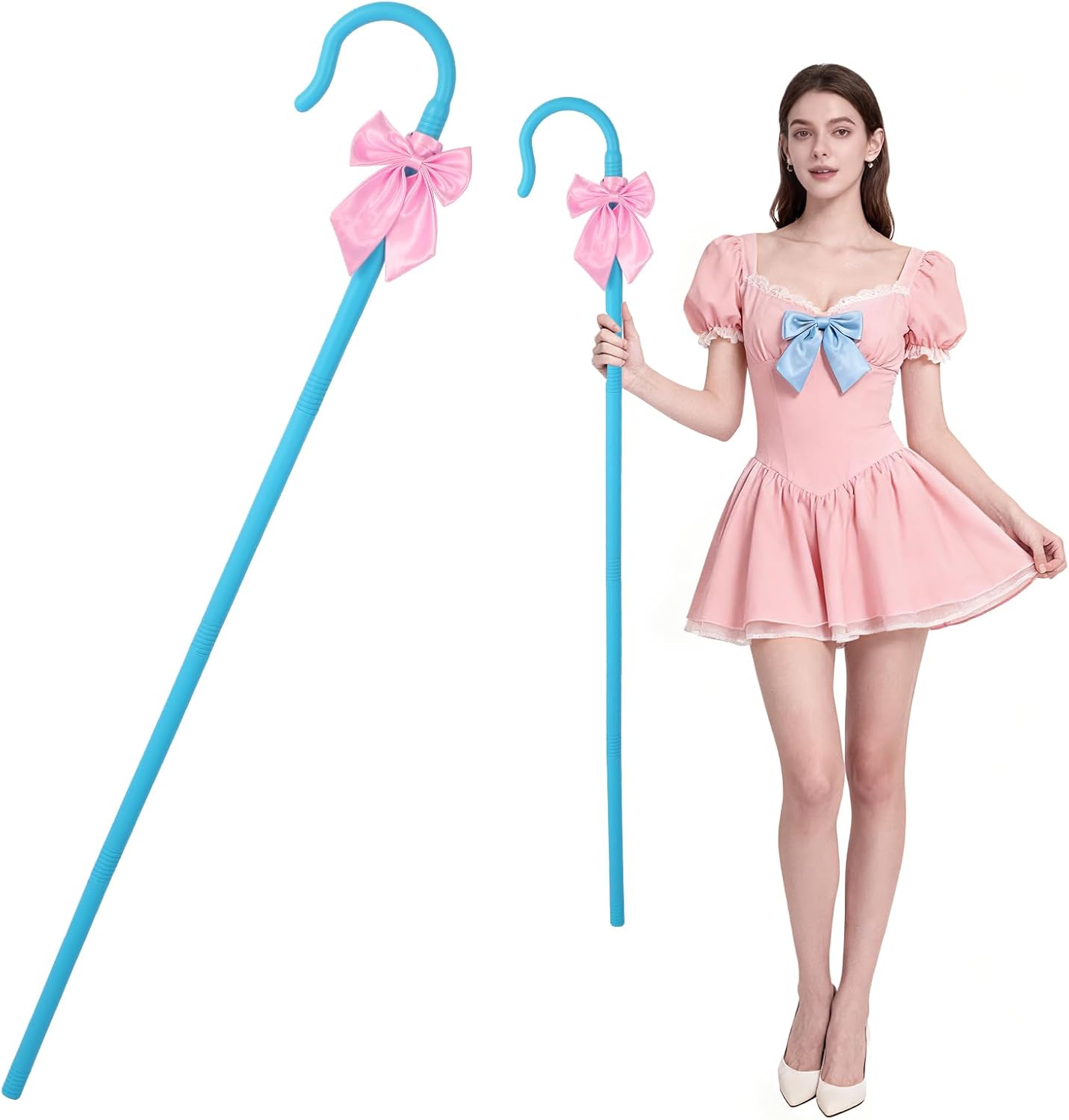 52" Shepherd Staff with Bow Tie, Adjustable Plastic for Kids and Adult Party Costumes Accessory and Role-Play Prop