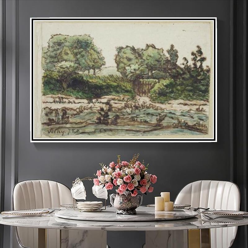 Miniatura 3 de Kits de pintura de bricolaje para adultos, valla de huerto cerca de Vichy, pintura por Jean-Francois Millet Arts Craft para decoración de pared del