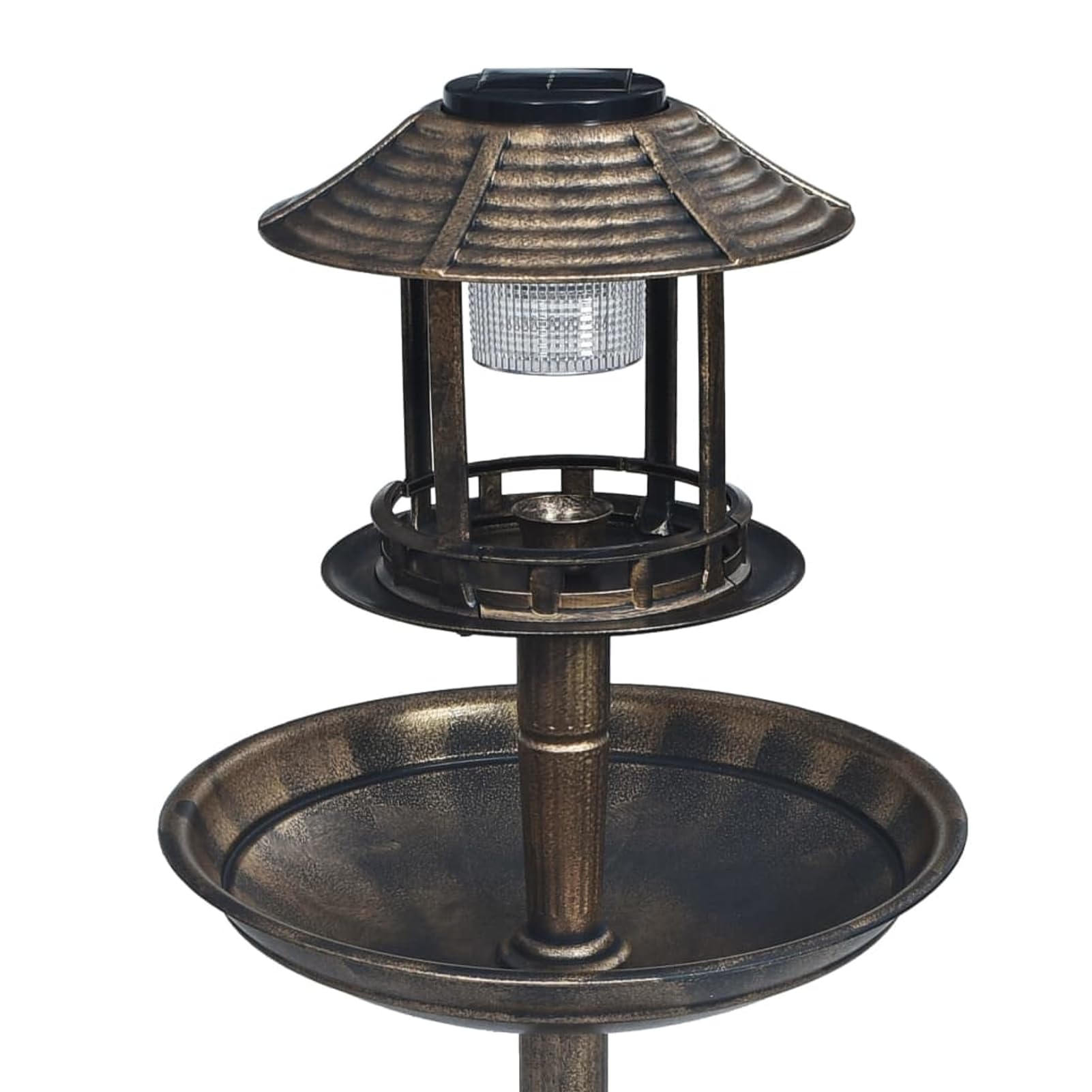 Homgoday Bebedero para Pájaros con Luz Solar Bronce - Estilo Decorativo y Resistente a la Intemperie