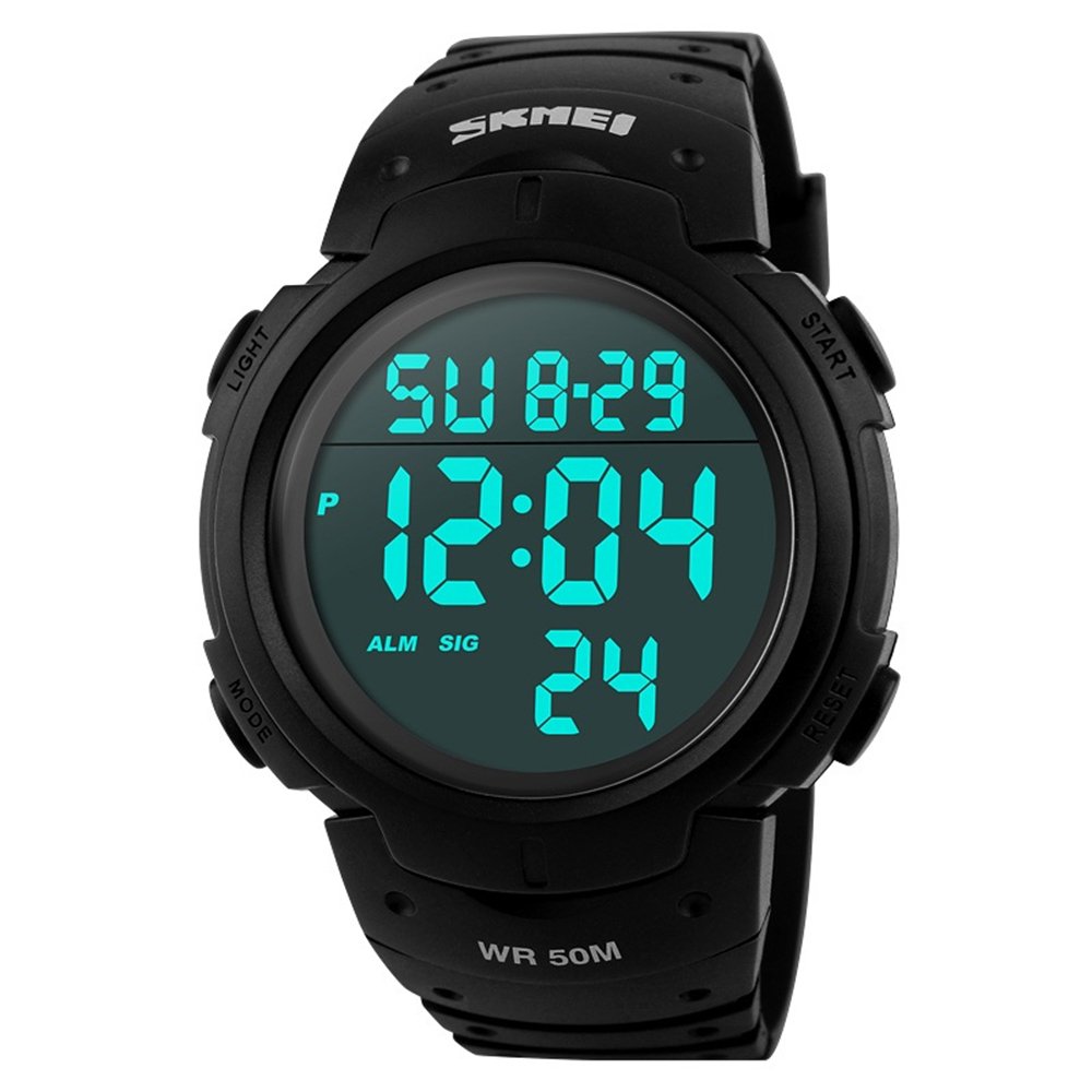 Tonshen Mens Digital Military 12h 24h Time Sports Watch 164ft