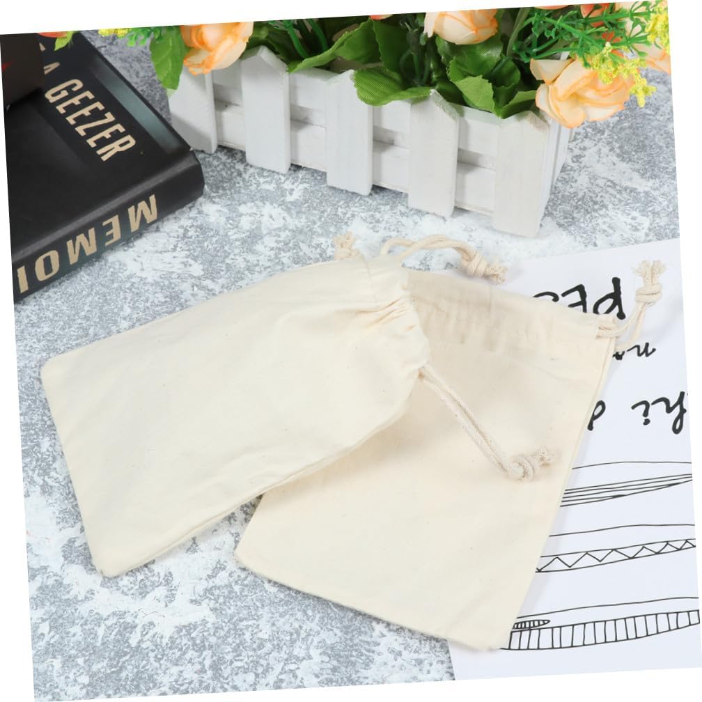 ABOOFAN 36pcs Cotton Drawstring Bags for Jewelry Wedding Favors Party Decorations Beige Organza Pouches for Trinket Makers Reusable Holders