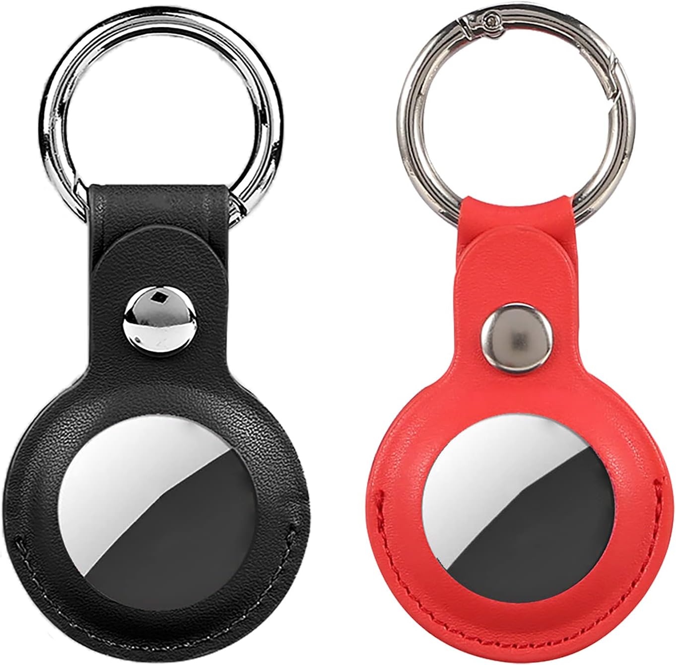 pu leather holder compatible with airtag air tag case cover keychain accessory pet dog collar compatible for apple finder location tracker black red