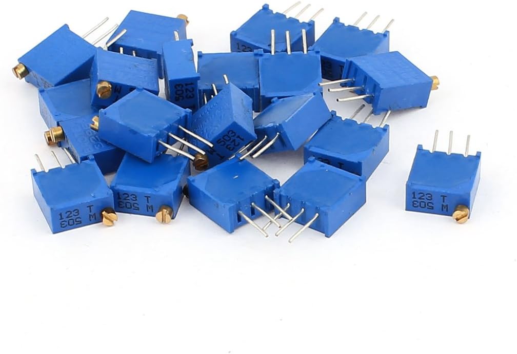 20 Pcs Fixed Resistors 3296W 50K ohm Multiturn Potentiometer Pot Single Resistors Variable Resistor