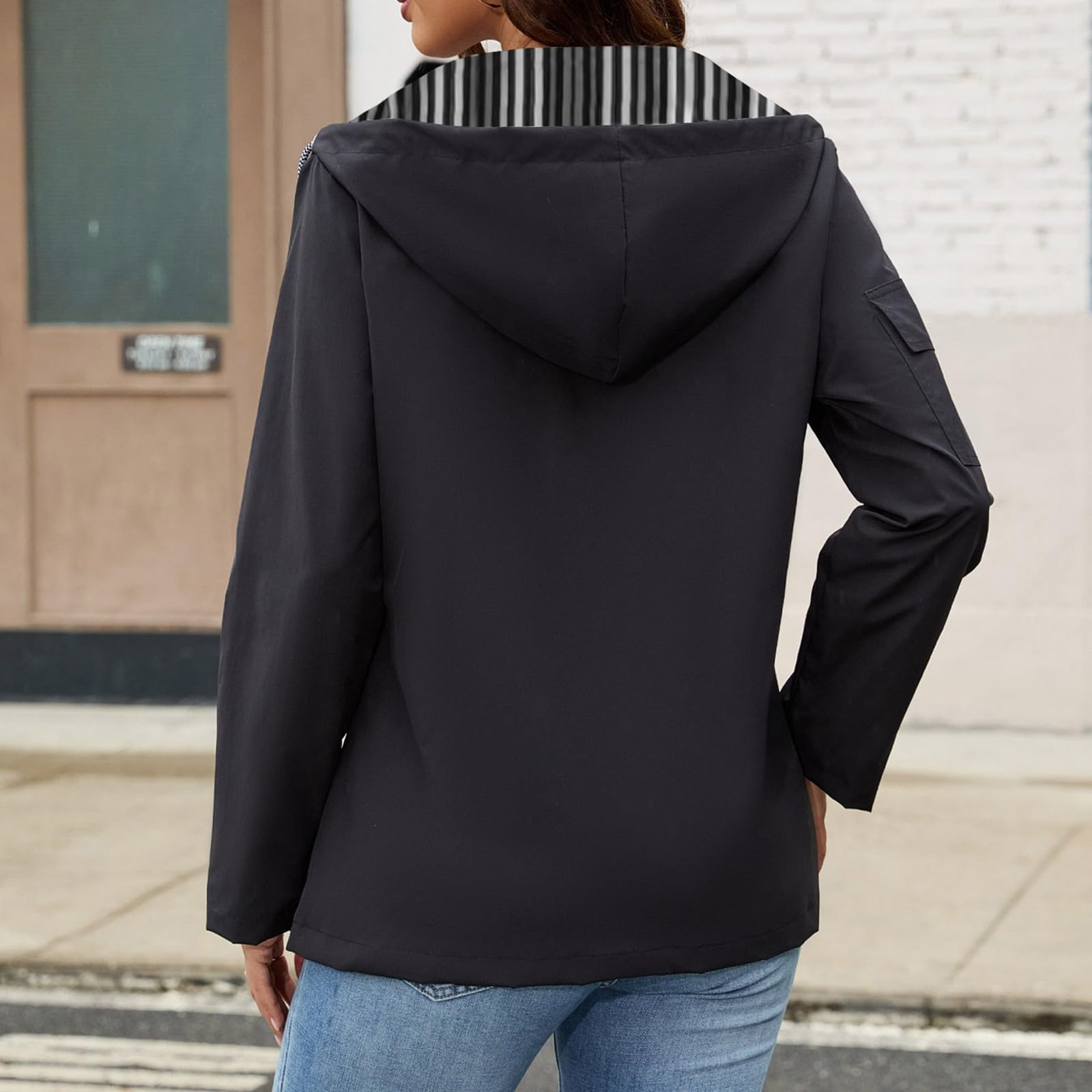 Genérico Chubasquero Mujer Impermeable-Anoraks Para Mujer Chaqueta Informal Con Capucha Y Bolsillo Cortavientos Para Uso Diario Prenda De Abrigo Ideal Para El Invierno Con Un Estilo VersáTil