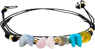 Natural Stone Zodiac Sign Bracelet+Box - Convertible Necklace & Anklet, Bohemian Minimalist Adjustable 3-Way Wear Zodiac Charm with Amethyst, Rose Quartz, Lapis Lazuli Stones, Astrology for Women, Zodiac Necklace with card and gift box