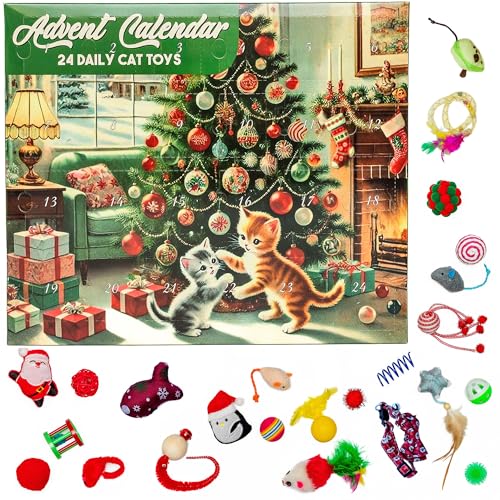 Christmas Cat Advent Calendar 2025-24 Days of Interactive Fun with 24 Cat Toys