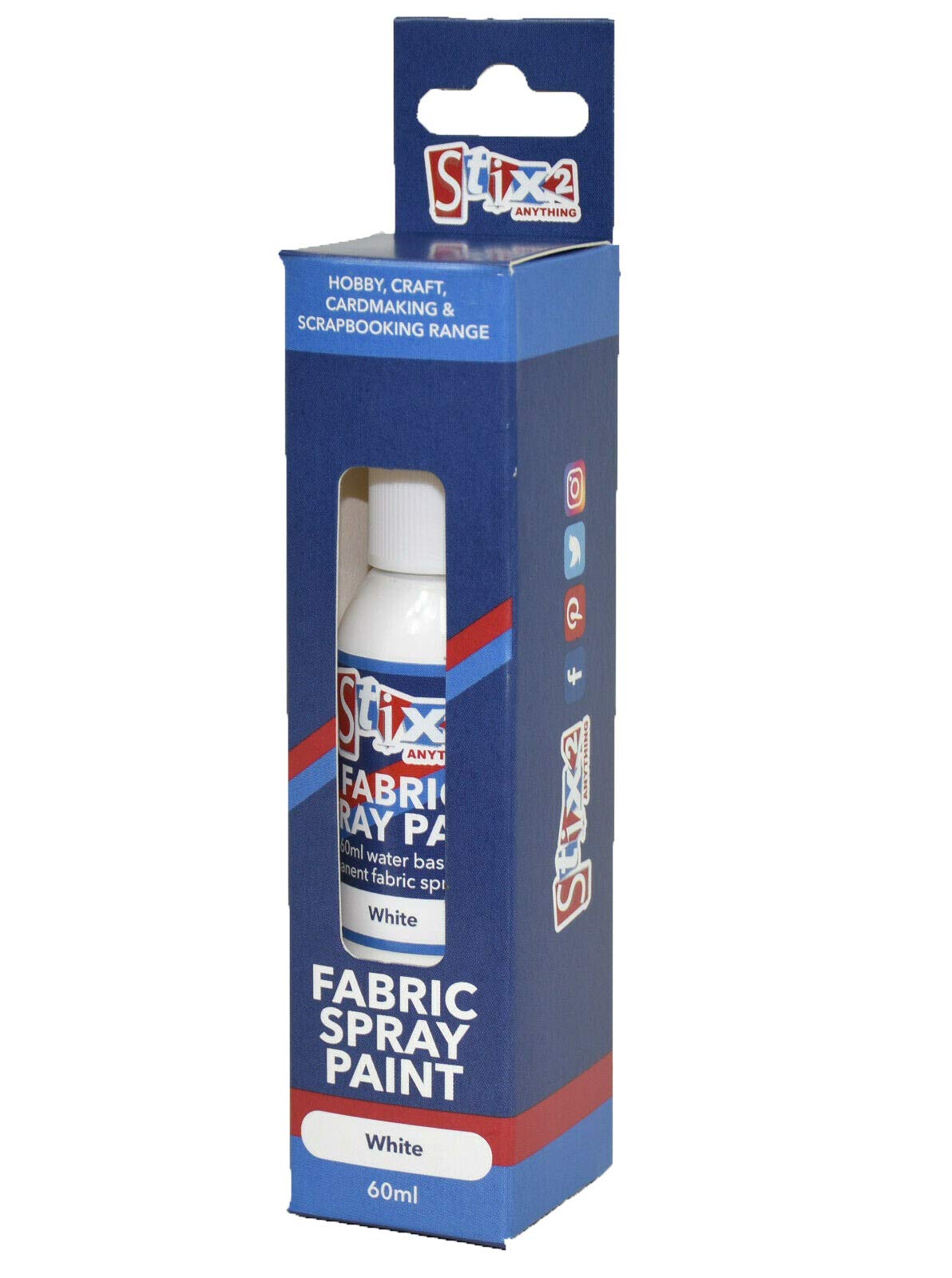 Stix2 White Fabric Fashion Spray Paint Permanent Art & Craft T-Shirt Textiles Assorted Colours (White)