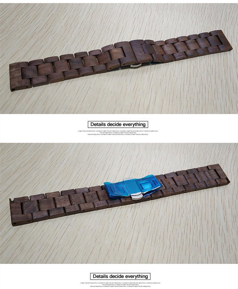 JUSUTEK Correa Reloj Pulsera 20mm Madera Natural Ligera miniatura 6