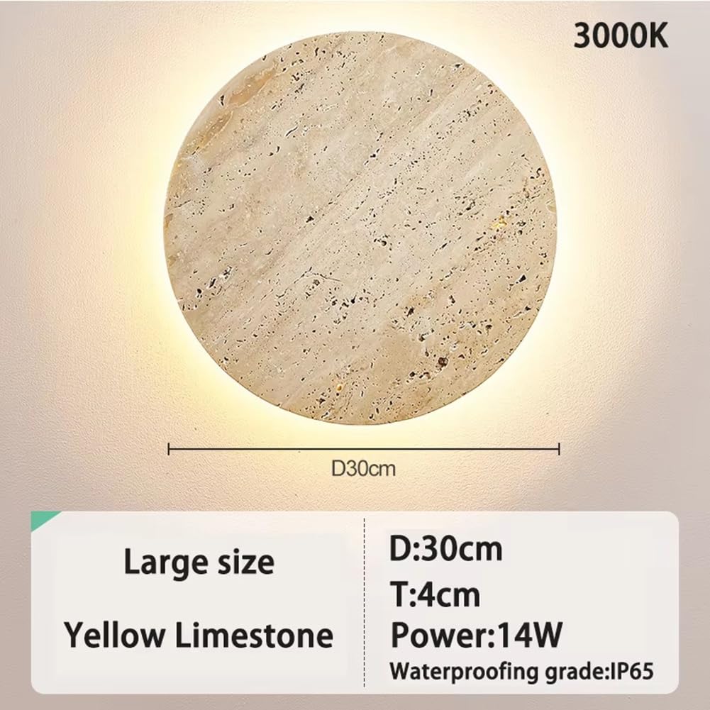 Lampada da Parete LED Travertino Giallo 30 cm Per Giardino IP65
