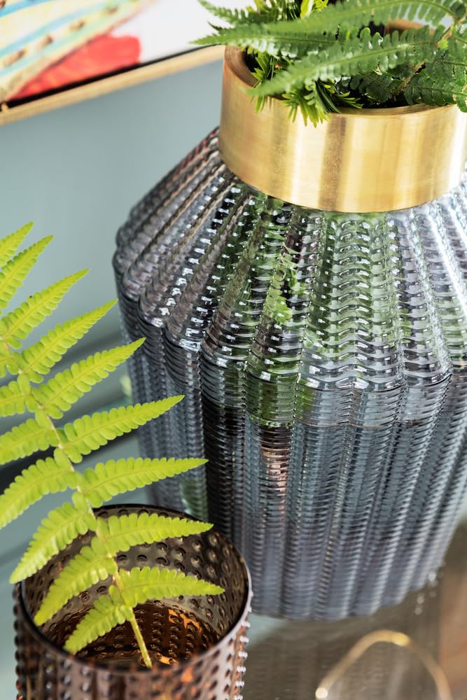 Kare Design Vase Barfly, Gris, Verre, Diamètre 21 cm, Vase Decoratif pour Fleurs, Deco Intérieur, Decoration Chambre, Salon, Maison, 30 x 20,5 x 20,5