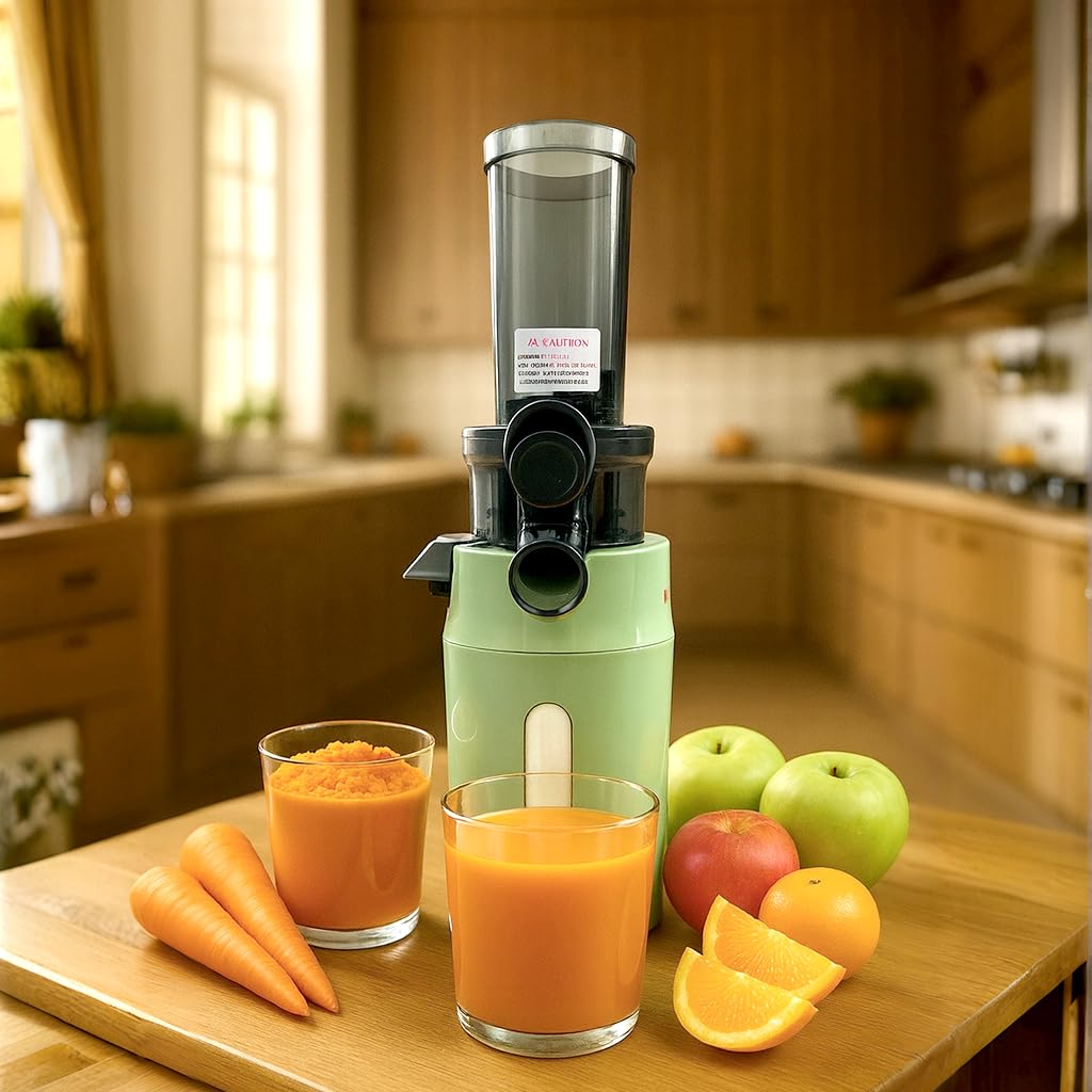 Zuminstant Compact - Spremiagrumi elettrico (Slow Juicer): spremuto a freddo, ricco di sostanze nutritive, frullatore senza schiuma, risparmio di spazio, elegante e versatile - per frutta e verdura