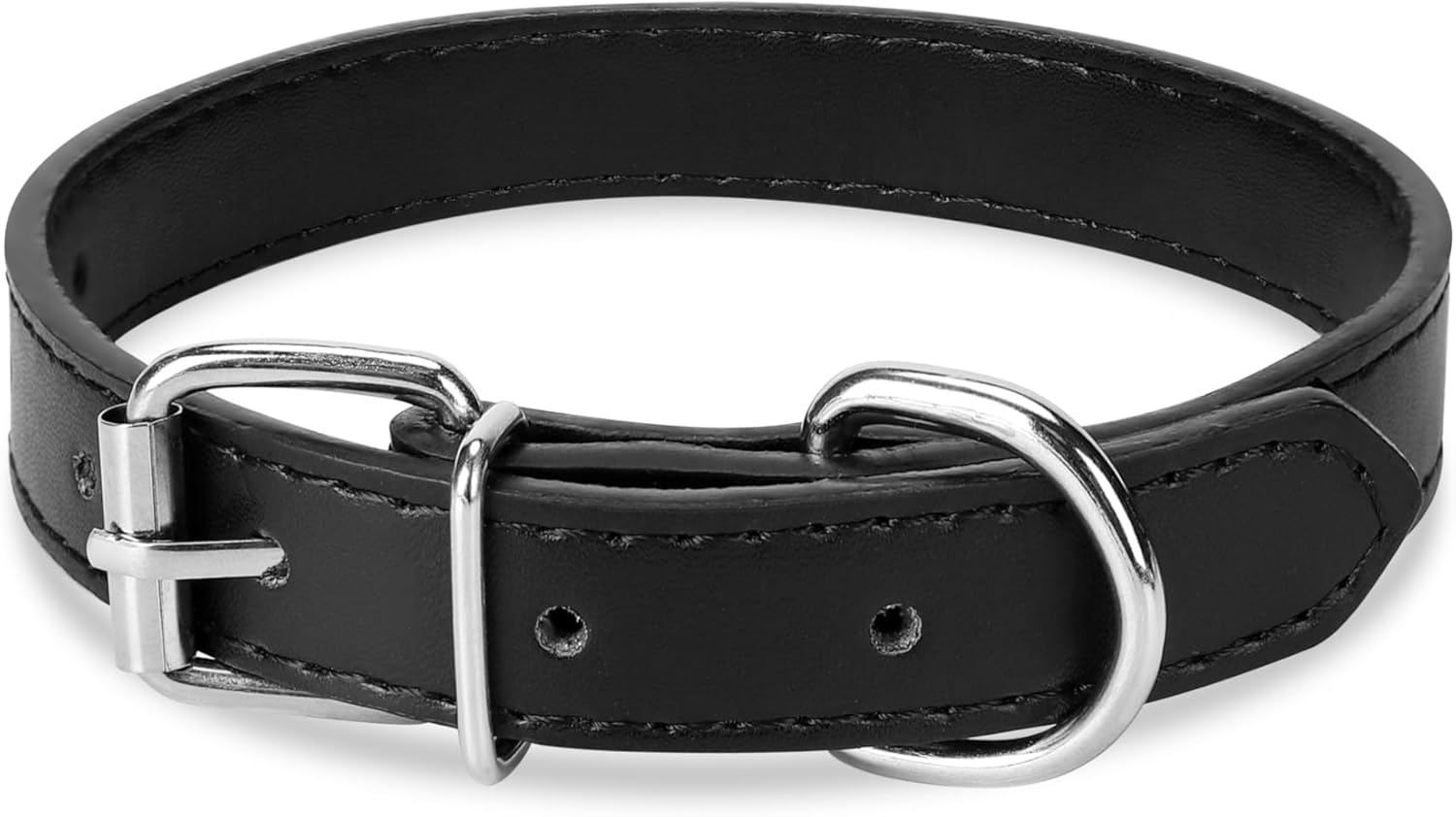 Collar de Cuero Negro para Perro Pequeño Mediano Grande Talla S