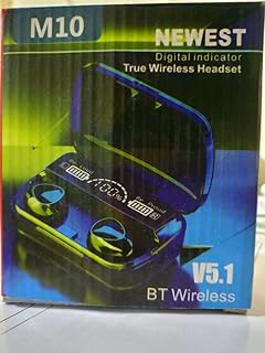 سماعات لاسلكية ترو M10 بتقنية بلوتوث V5.1 متوافقة، مقاومة للماء مع سماعات أذن بلوتوث وميكروفون وخاصية إلغاء الضوضاء واقتران تلقائي سماعات للرأس بلوتوث من لي بون امي - عبوة من 1 قطعة - أسود