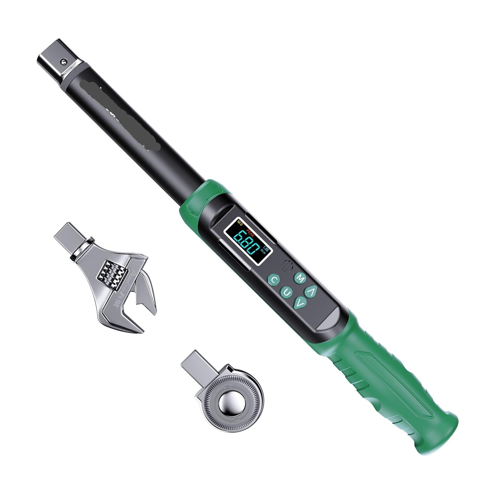 EWsdsfs Digital Torque Wrench with Interchangeable Heads Precision Adjustable 5-99.6ft.lb(6.8-135Nm) Ratchet & Open-End Profession