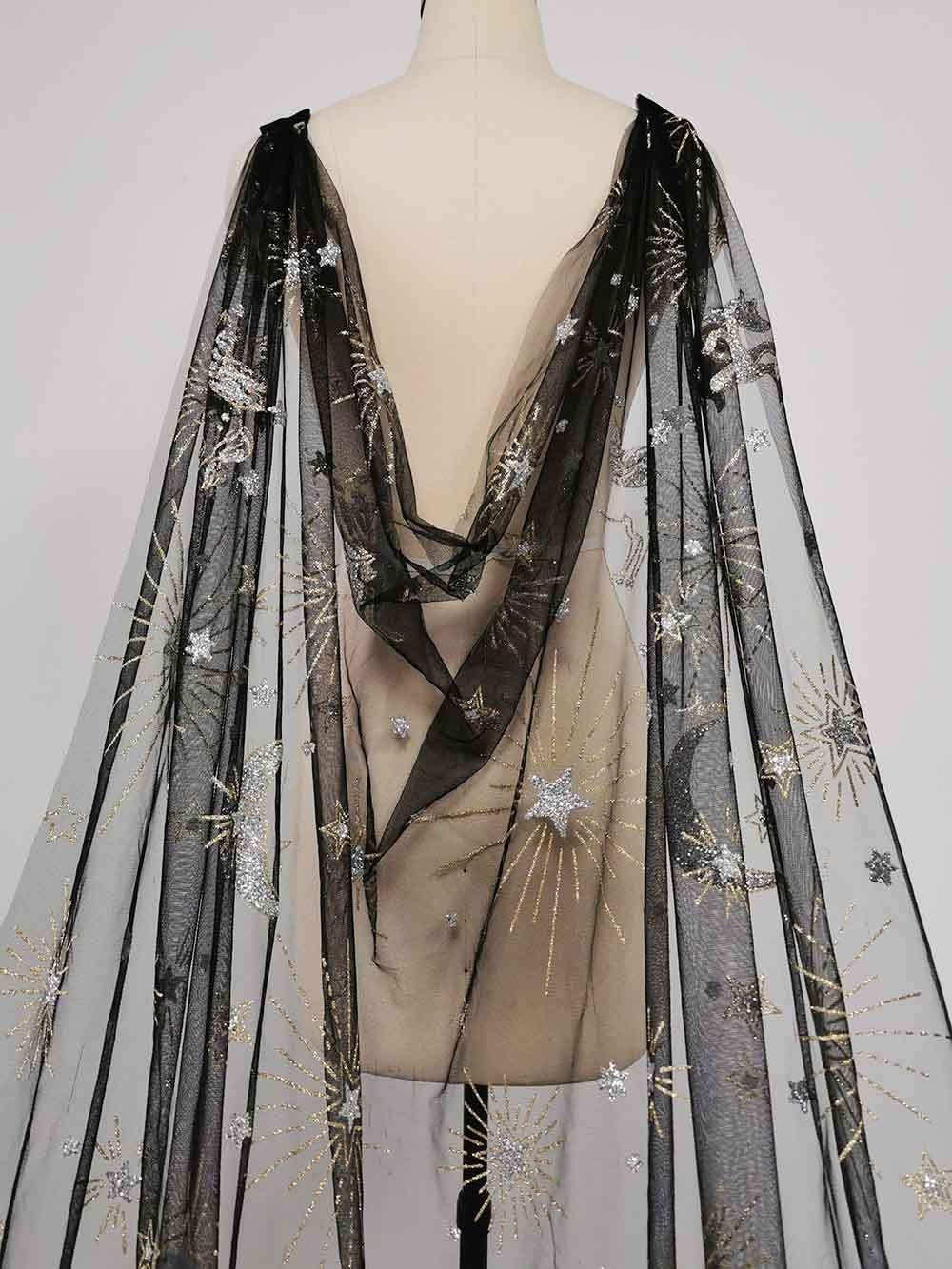 Hochzeitsschleier Braut-Tüll, schwarzer Tüll, 3 Meter Lange Schleier mit Glitzer, Gold-Silber-Staub, Hochzeitsschleier, Schulterschleier, 250/300 cm Kopfschleier wiederverwendbar