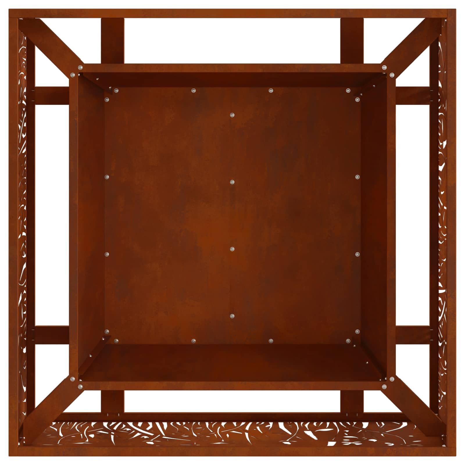 Brasero marrón de acero resistente a la intemperie, 80 x 80 x 30 cm, brasero para jardín y balcón, fuente de calor duradera con diseño moderno, ideal para uso al aire libre y noches sociales