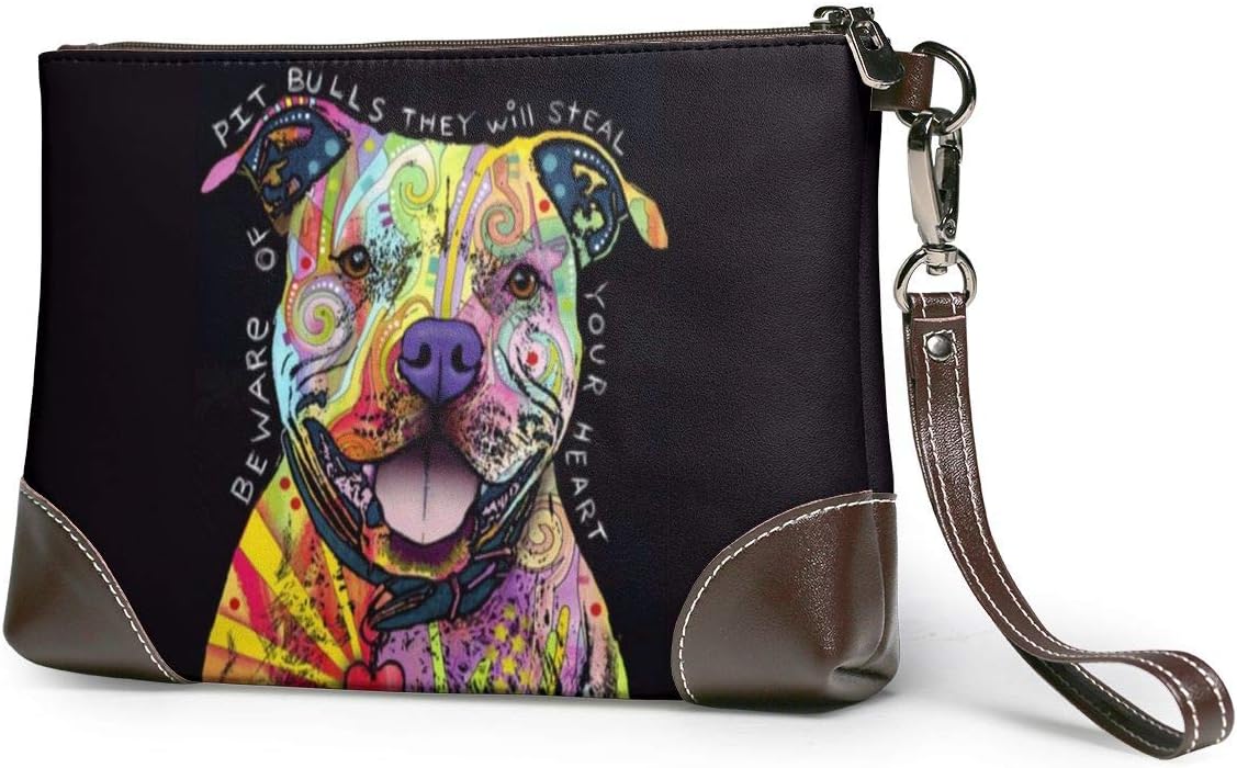 Women's Makeup Bag, Watercolor Pit Bull Dog Splash Art, Portable Storage Bag with Zipper Closure for Travel Cosmetics Make Up Brush Toiletry Jewelry Digital Accessories