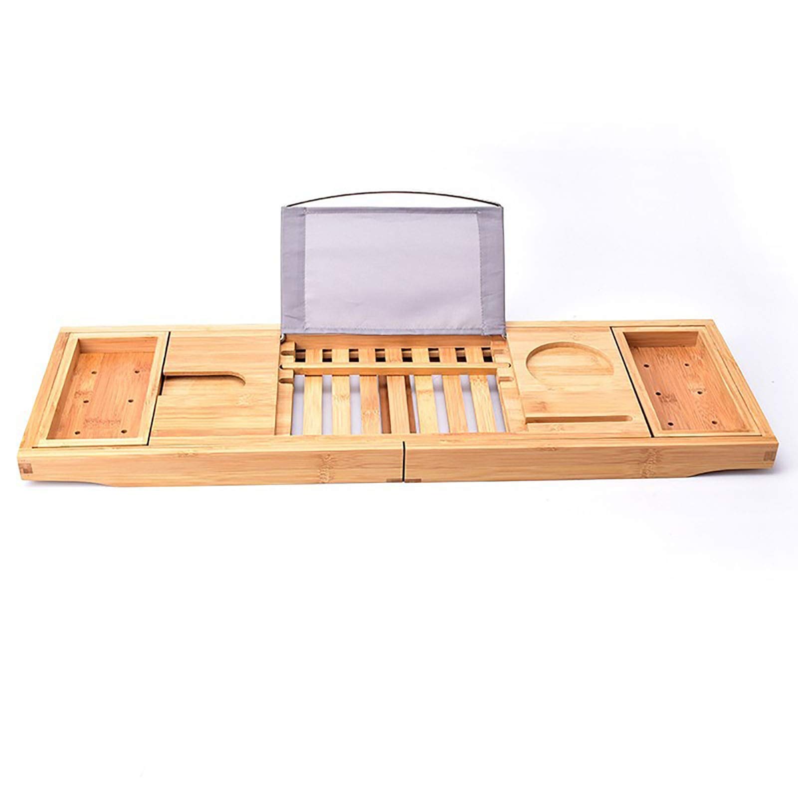 Bandeja para Carrito de bañera Estante para bañera de Madera Soporte Lateral para bañera Antideslizante telescópico Soporte para Copa de Vino Multifuncional Soporte para teléfono móvil (Color : Natur