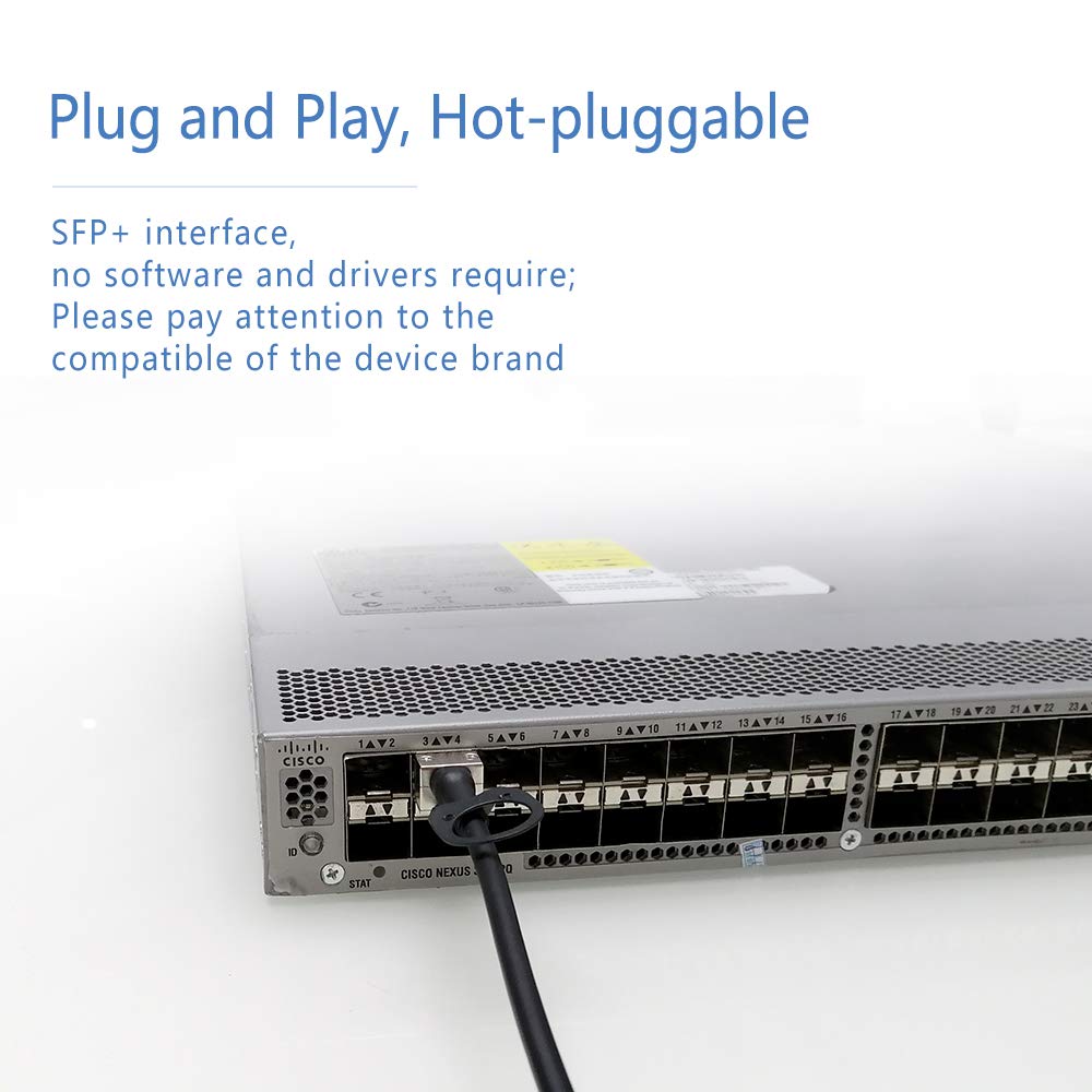 QSFPTEK 10G SFP+ DAC Câble 2 Mètres (2M), Câble de Cuivre à Connexion Directe Passive per Cisco SFP-H10GB-CU2M, Ubiquiti, D-Link, Mikrotik, Dispositivi Open Switch de Code Neutre