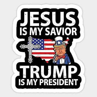 (Pack of 2) Jesus is My Savior Trump is My President Trump Support for American Us Flag Sticker | Vinyl | Decal for Car Bumper, Window, Laptop, Truck,|Waterproof| 4"