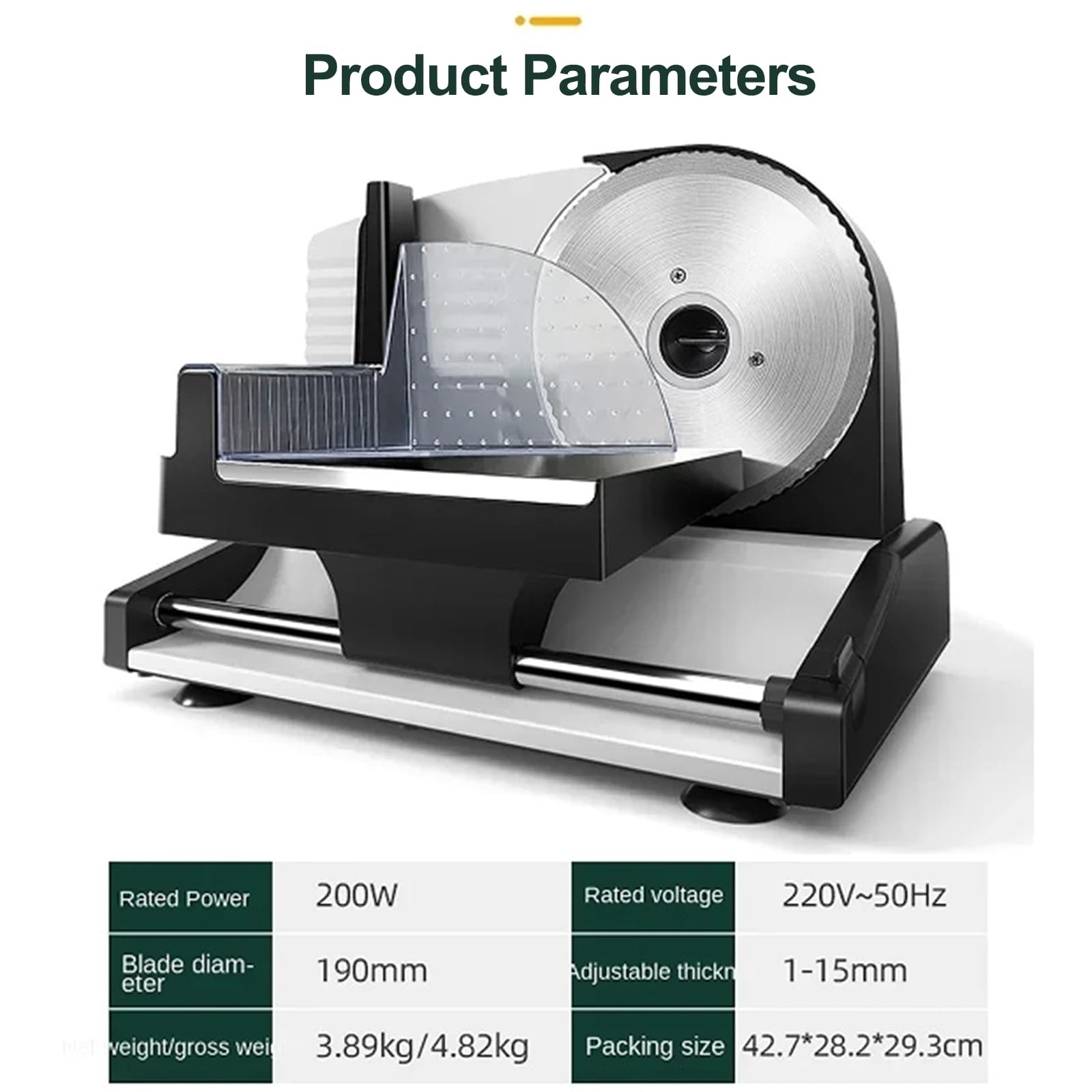 Affettatrice Commerciale, Affettatrice Carne Congelata 200 W, Affettatrice Elettrica, Con Interruttore Di Sicurezza, Lama Diametro 190 Mm, Regolazione Spessore 0-15 Mm, Adatta Per Formaggio 110V