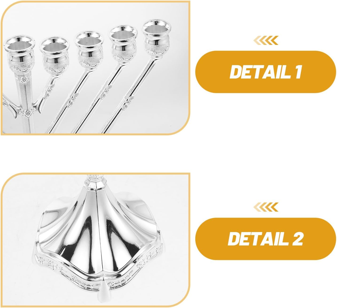 Traditional Chanukah Menorah Judaica Pillar Candle Holder Candlestick Stand for Shabbat Temple Centerpiece Dining Table Wedding Festive Fireplace Mantle