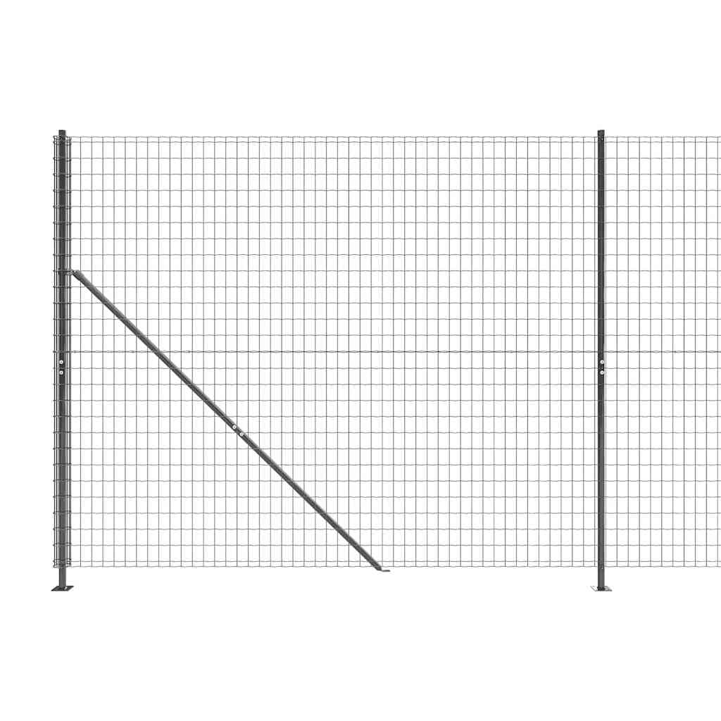 Recinzione metallica antracite, 2,2 x 10 m, zincata e rivestita in PVC, griglia metallica in acciaio con flangia, robusta, durevole, per giardino, pascolo, cani, campeggio