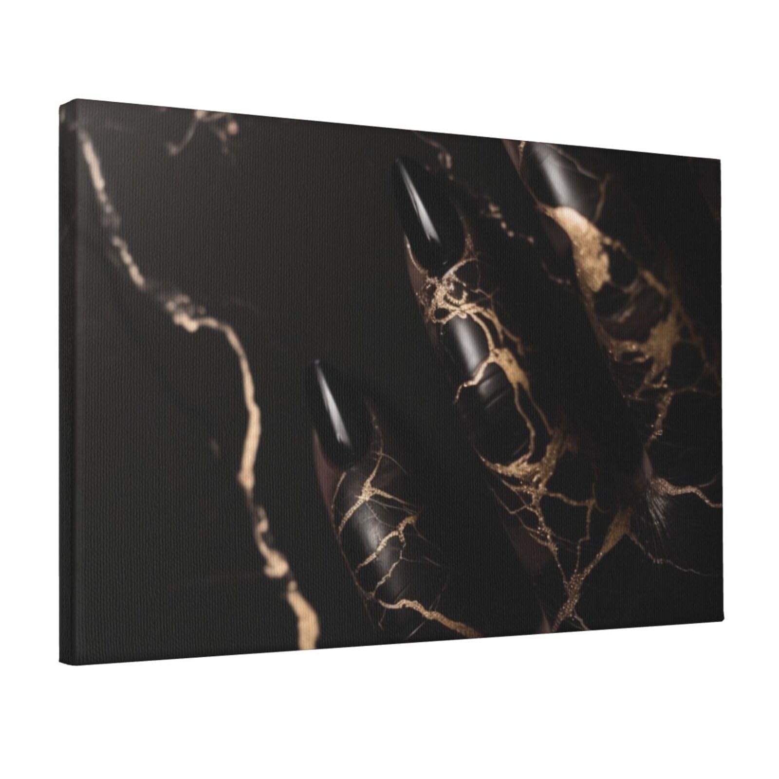 YKLJG Black rose gold Marble Printed Wall Art Canvas Prints 45x30 CM Wooden Framed Picture Painting Artwork for Bedroom Kitchen Home Office Decor