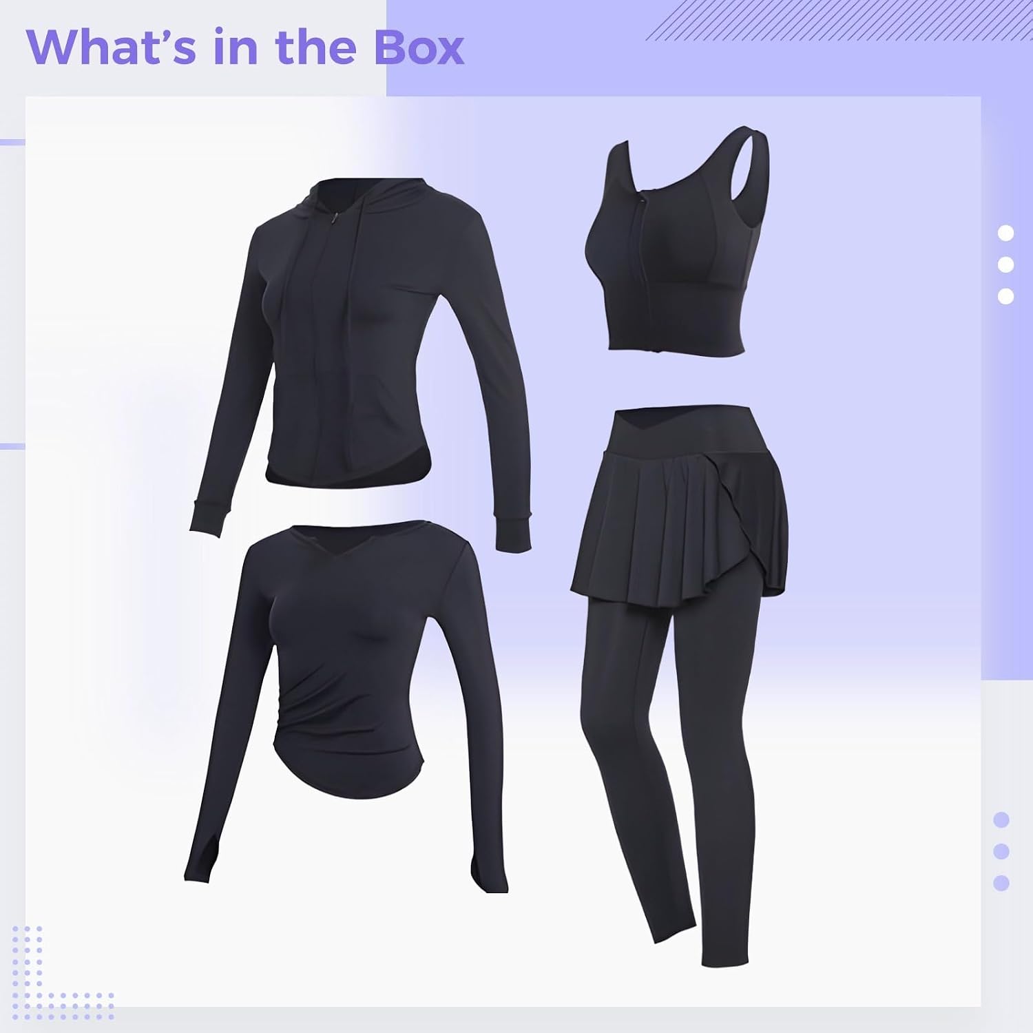Xxl Size Fits 135-150, Pilates Workout Set For Women, Yoga Wear Four Piece Set, Jacket, Sports Bra, Long Sleeve Top Included, Breathable Polyester-Spandex Fabric