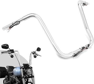 Wsays 16" Rise Pre-Wired Handlebar Compatible with Harley, Chrome | Fit for Sportster 883 1200 2011-2022 Fit Softail 2011-2024 Fit Dyna 2012-2017 Fit Touring Road King 2015-Later