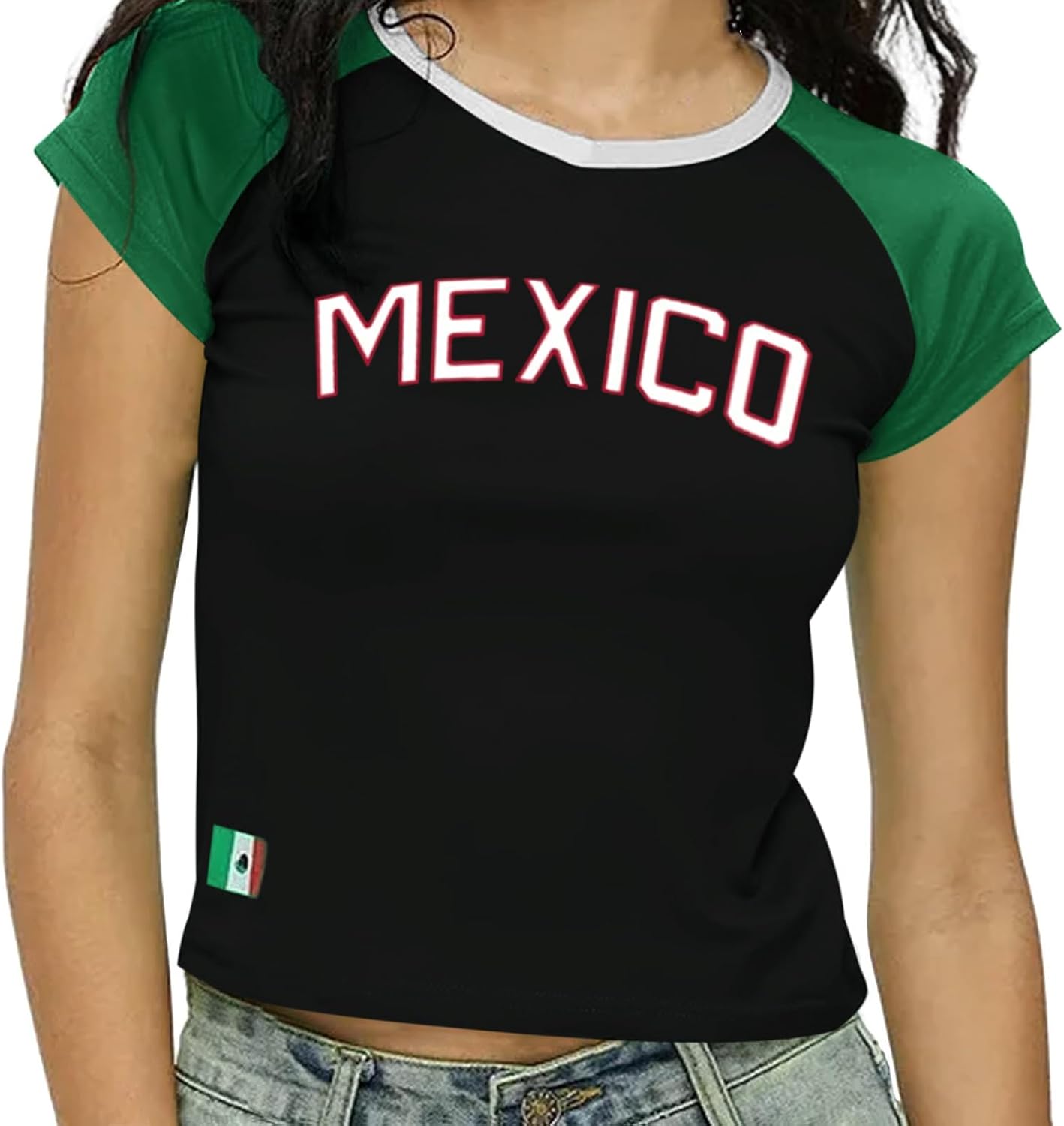 Womens Vintage Baby Tees Mexico Jersey Shirts for Women Mexican Y2k Graphic Crop Tops Cropped Tee 2000s Clothing - Image 2
