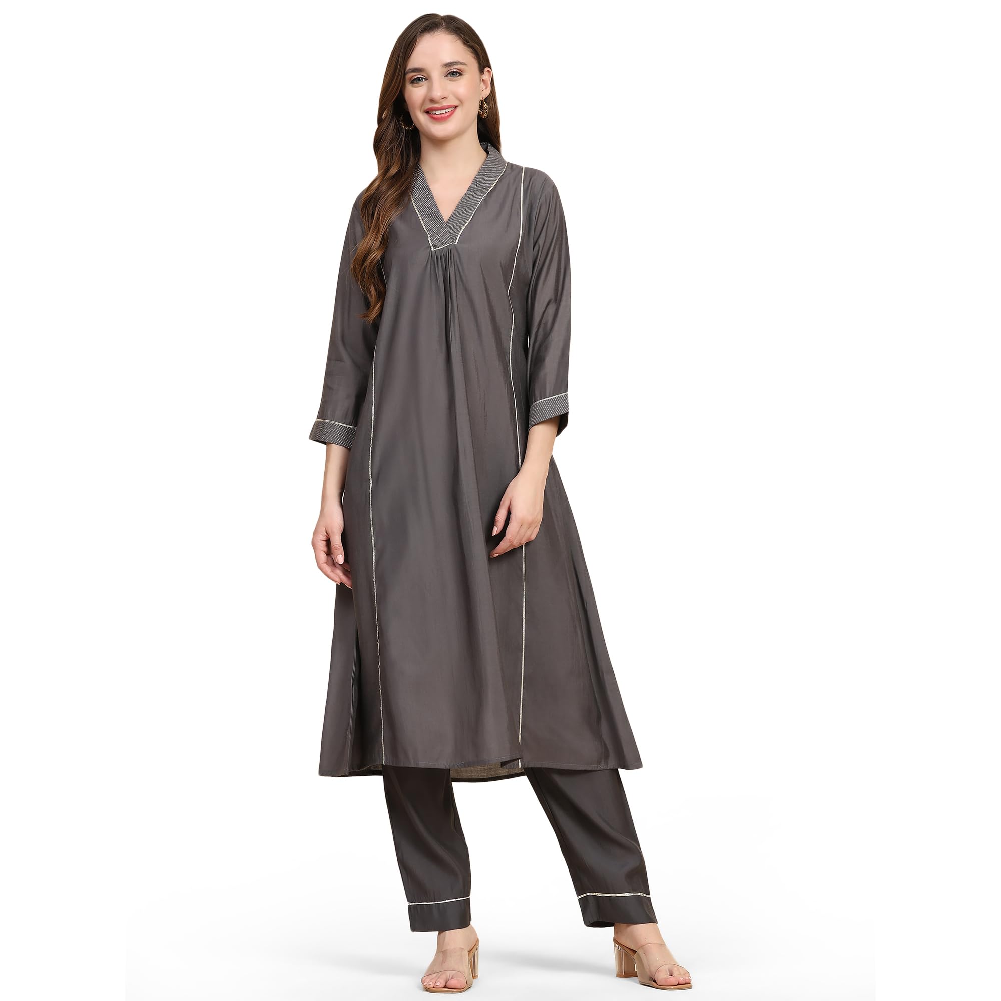 HOLLYHOCK Duo Elevate Your Style with The Kurti and Pant Set in Exquisite Chanderi Fabric a Seamless Blend of Grace, Comfort, and Timeless Allure