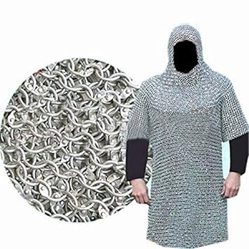 Royal Nautical Solid Steel Chainmail Shirt & Coif Armur Set Combo