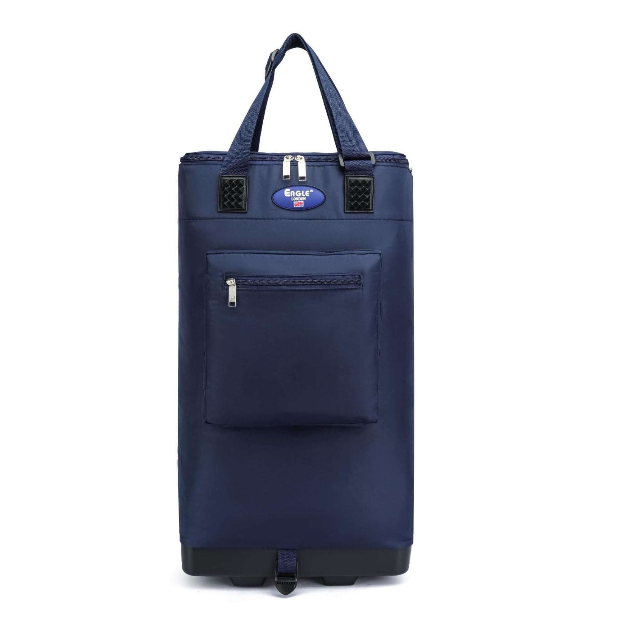 Eagle Bags International Foldable Shopping Bag with Wheels, Lightweight Rolling Travel Bag, Collapsible Carry Bag, Underseat Hand Luggage, Water-Resistant Multipurpose Bag for Shopping (Navy)