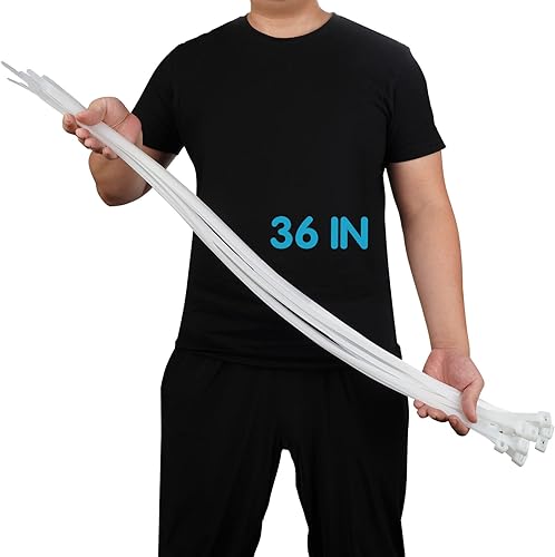 Bridas largas resistentes de 36 pulgadas, 60 bridas grandes con resistencia a la tracción de 220 libras, bridas de cables grandes, bridas de alambre