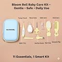 Bloom Bell Baby Healthcare & Grooming Kit | Newborn, Infant & Toddler Accessories Set | Nail, Hair, Oral Care, Nasal Aspirator, Thermometer & Travel Case | Perfect Nursery Gift gallery image