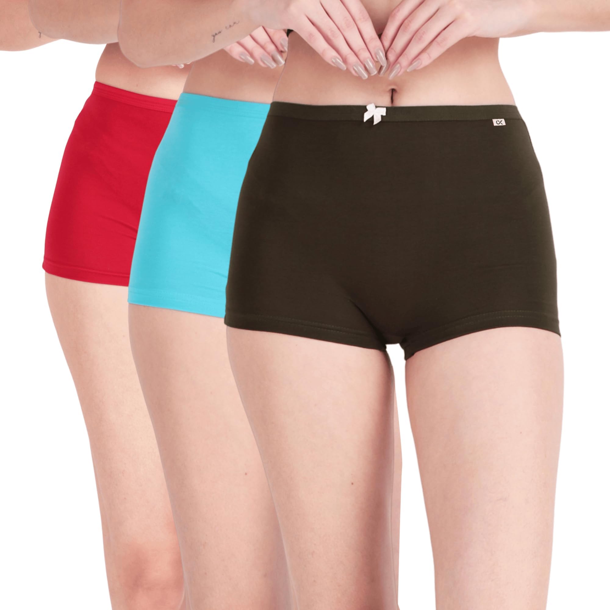 LADYBAY Women's Boy Shorts Panties | Super Combed Cotton Stretch Boyshorts for Women | Mid Rise Full Coverage Innerwear | Soft Breathable