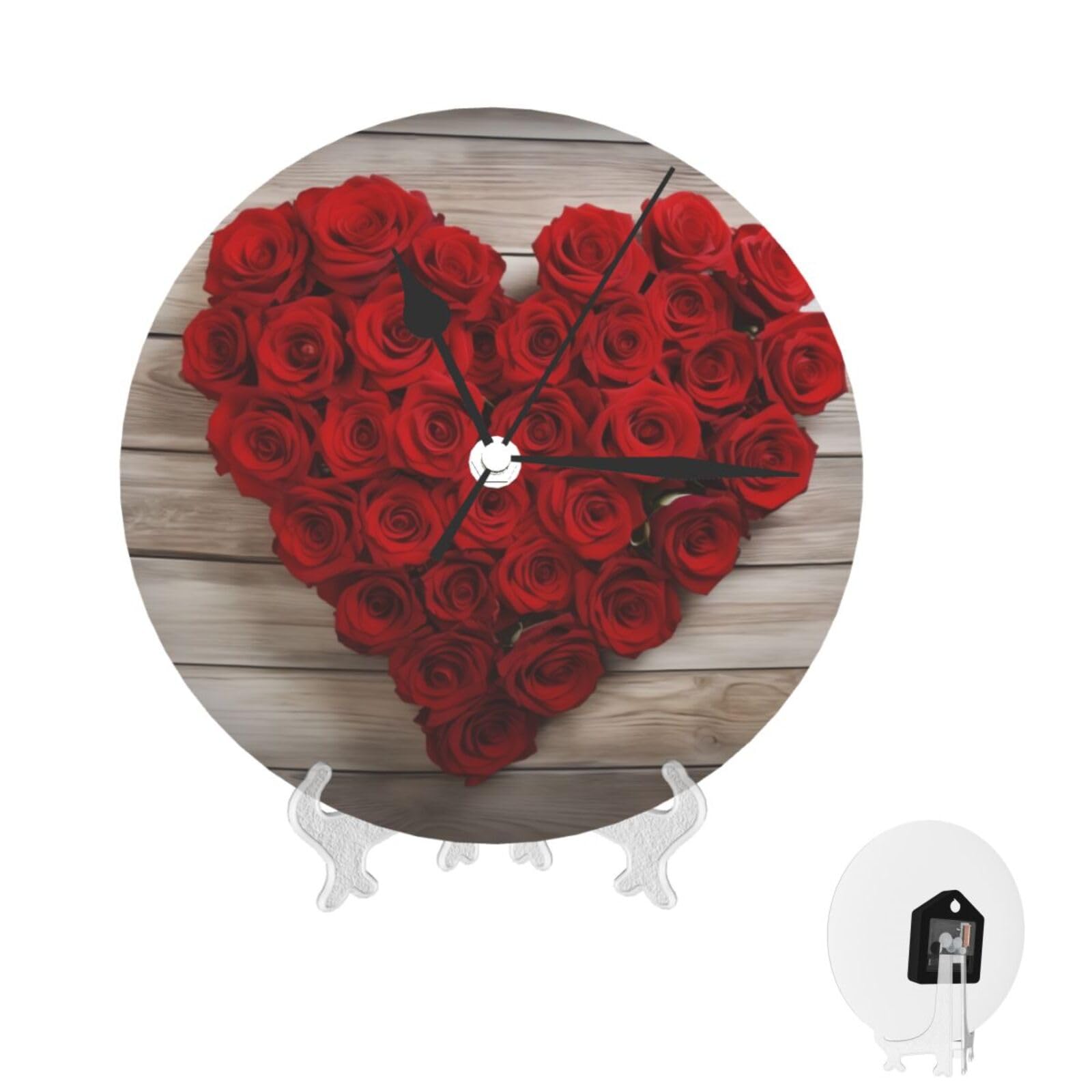 Horloge murale moderne ronde à piles décoration florale roses pour maison