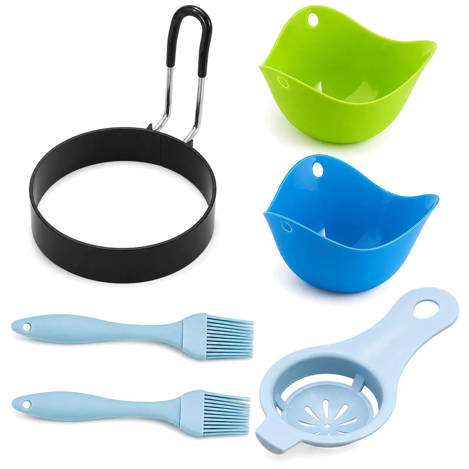 6 Pcs Egg Poacher Set, Silicone Egg Poacher Cups, Egg Rings for Frying
