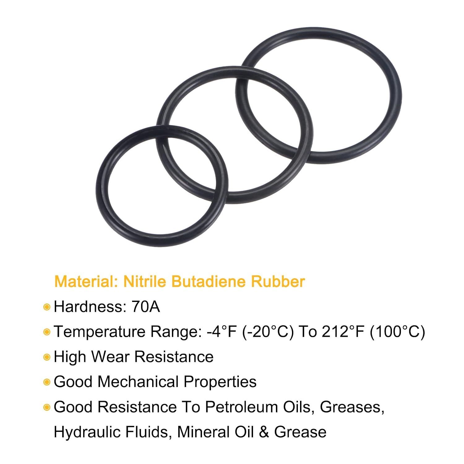 MECCANIXITY Nitrile Rubber O-Rings 50mm 60mm 70mm OD 40mm 50mm 60mm ID 5mm Thick Seal Gasket, Black 15in1 Set