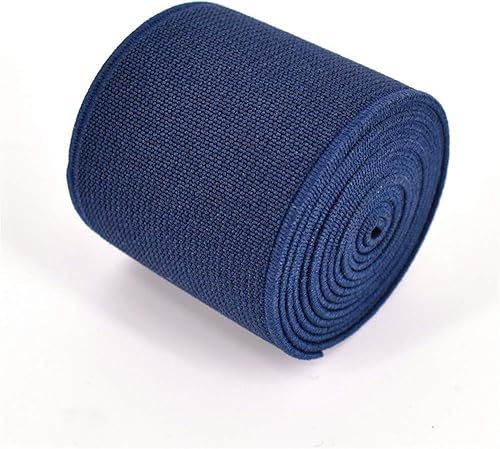 Miniatura 10 de 1 rollo de cordón elástico plano de 1.5 pulgadas de ancho por 3 yardas de banda elástica de sarga de doble cara (#12 azul)