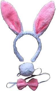 (ADOSSY) 動物 に 変身 猫耳 カチューシャ 尻尾 ネクタイチョーカー セット (うさぎ)