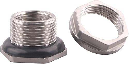 Miniatura 5 de DERNORD Conector de tanque de agua hembra de 1 pulgada, accesorios de mamparo de acero inoxidable, paquete de 5