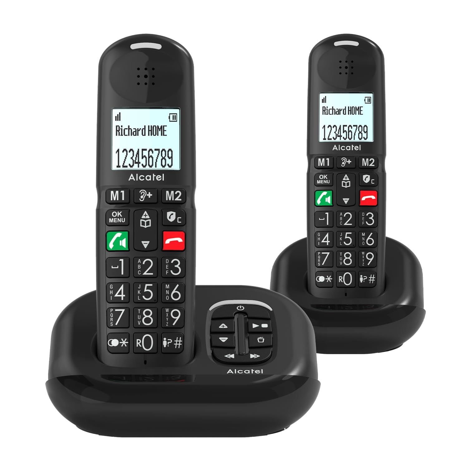 ALCATEL XL685 Voice Duo Téléphone Fixe sans Fil DECT Senior Format XL avec Répondeur, Grandes Touches, Noir