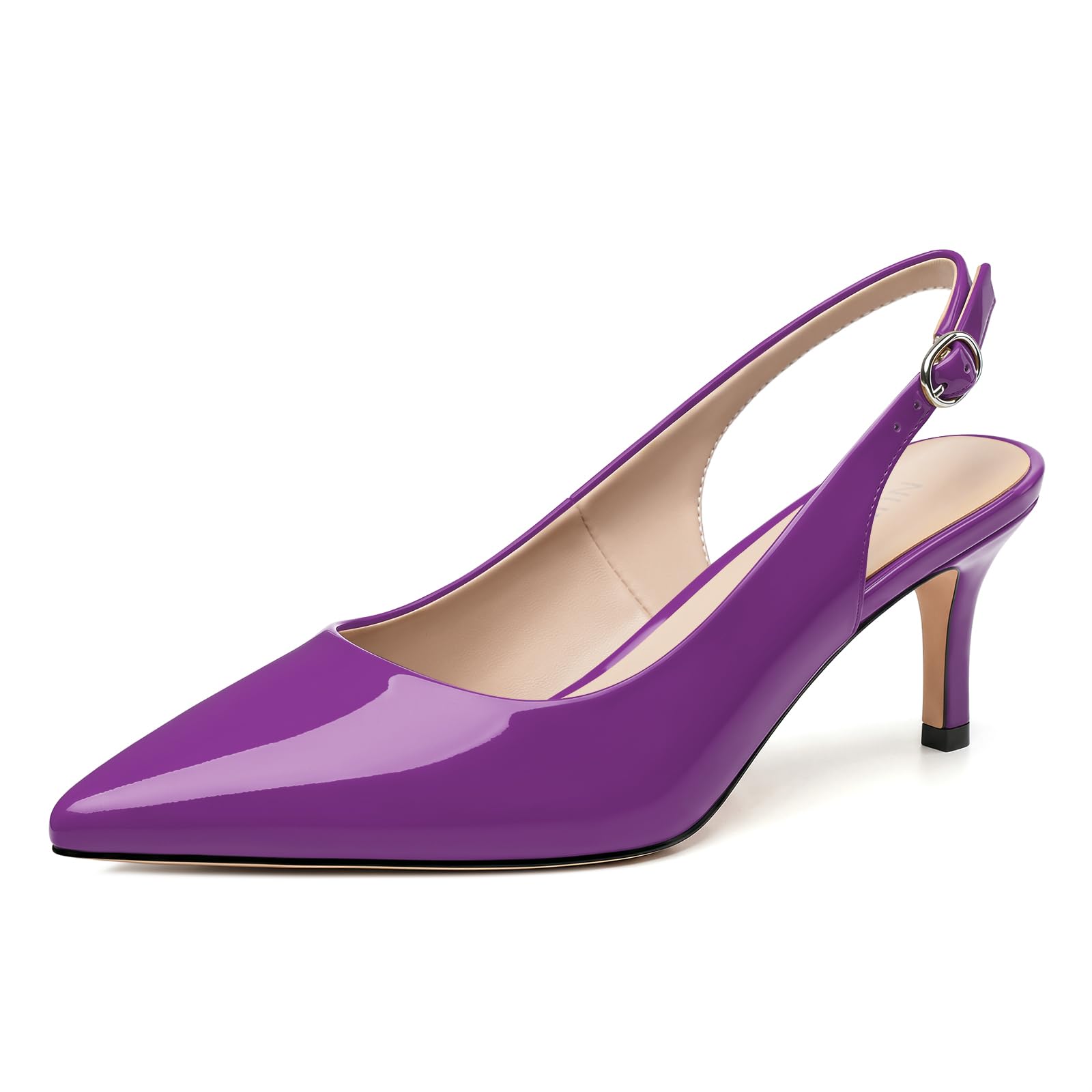 NUMALEO Kitten Heels for Women Pointed Toe Slingback Pumps | 2.5 Inch Close Toe Comfortable Pumps Wedding Party Casual Work Dress Shoes