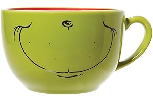 Dr. Seuss The Grinch Faces Smile and Frown Coffee Latte Mug, 20 Ounces, Green