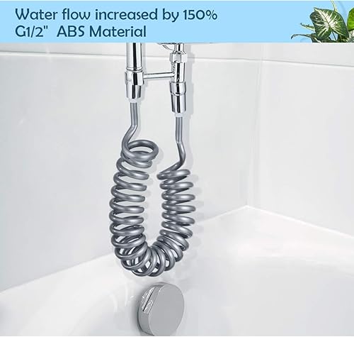 Miniatura 6 de Manguera de resorte para bidé, tubo de ducha flexible, antitorsión y estirable hasta 6.6 ft para agua de fontanería, inodoro, bidé, pulverizador
