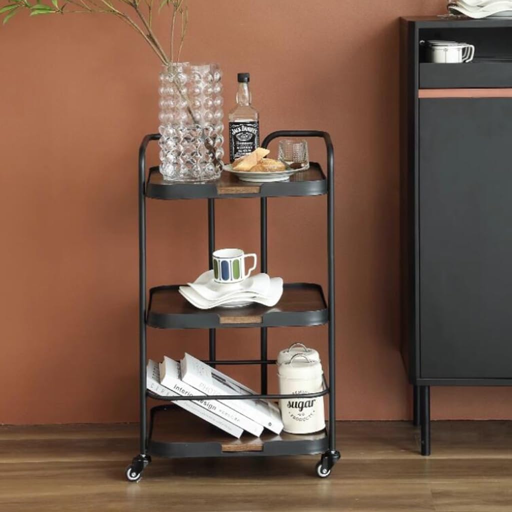 Vipush 4-stöckiger Küchen-Servierwagen Auf Rädern – Holzoptik, Metall, Viel Stauraum Für Wohnzimmer & Küche